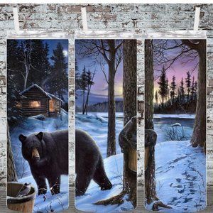 Bear Cabin Snow 20oz Skinny Tumbler Double Insulated